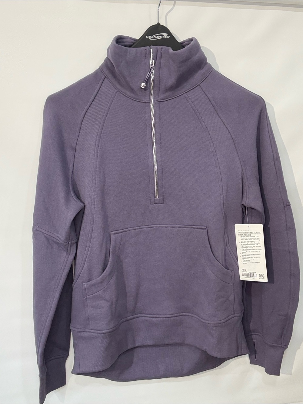 lululemon scuba oversized funnel neck, half zip GMST/SLVR